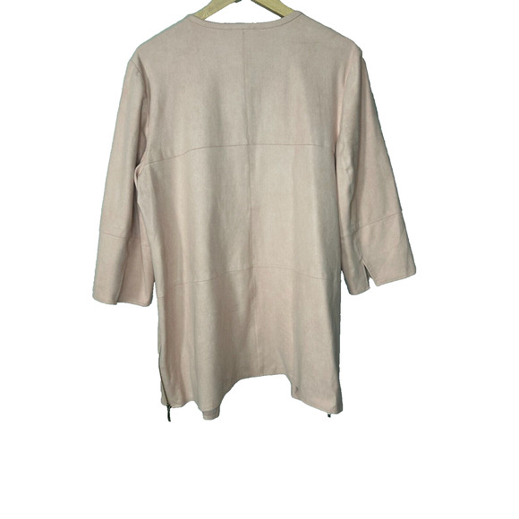 Chico's Open Front Zip-Detail Faux-Suede Jacket Topper Women's Large SZ 2 - Picture 3 of 8